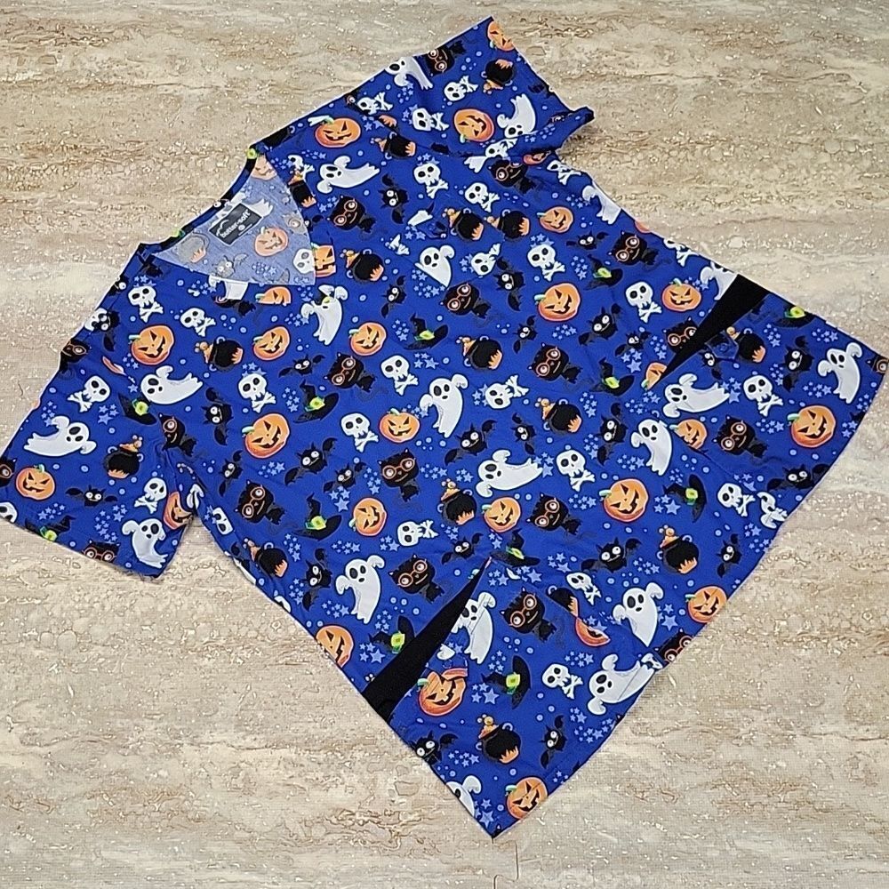 BUTTER SOFT WOMENS HALLOWEEN SCRUB TOP SIZE XL
